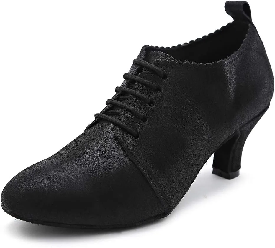 SWDZM Women Latin Dance Shoes Closed Toe Lace-up Ballroom Salsa Tango Teacher Practice Performance Dance Shoes,Model-KU-JT