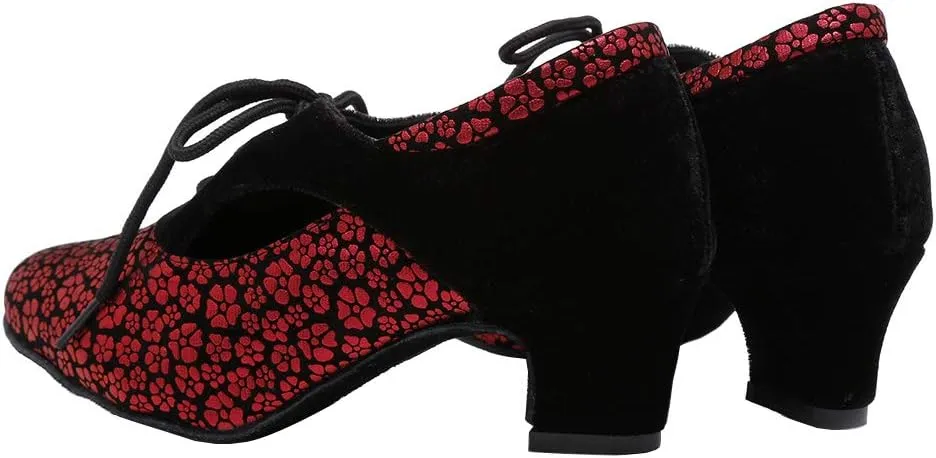 SWDZM Women Latin Dance Shoes Closed Toe Lace-up Ballroom Salsa Tango Teacher Practice Performance Dance Shoes,Model-KU-JT