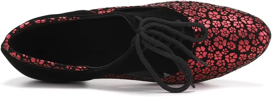 SWDZM Women Latin Dance Shoes Closed Toe Lace-up Ballroom Salsa Tango Teacher Practice Performance Dance Shoes,Model-KU-JT