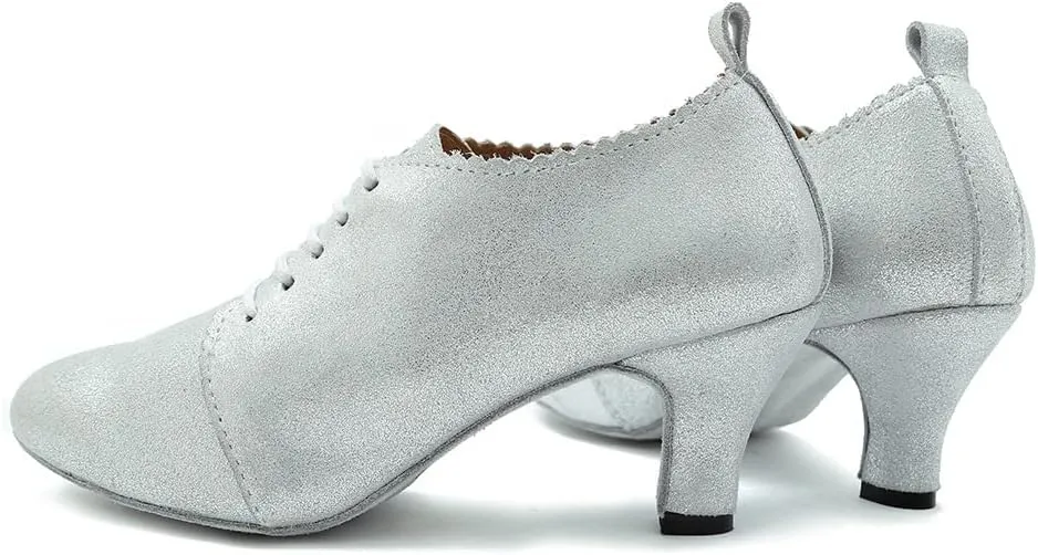 SWDZM Women Latin Dance Shoes Closed Toe Lace-up Ballroom Salsa Tango Teacher Practice Performance Dance Shoes,Model-KU-JT