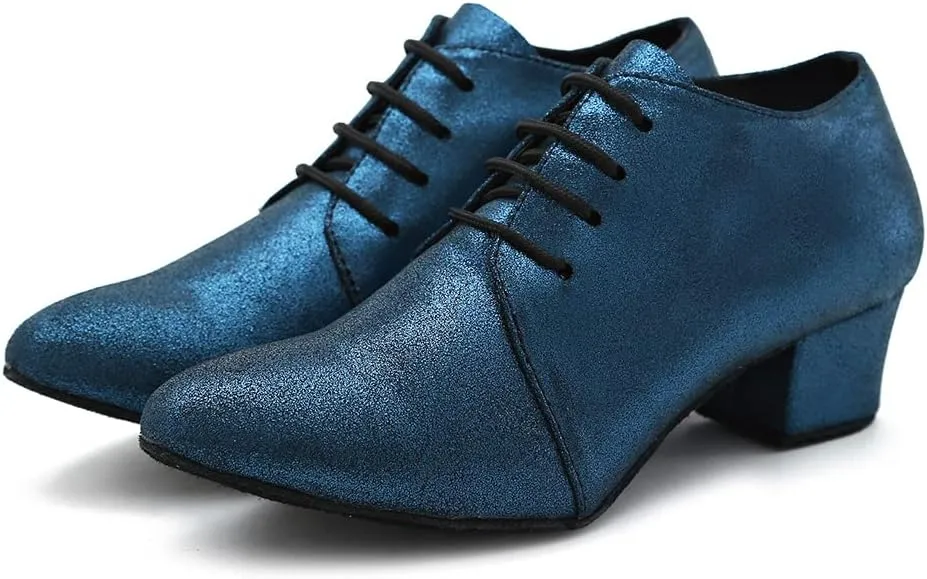 SWDZM Women Latin Dance Shoes Closed Toe Lace-up Ballroom Salsa Tango Teacher Practice Performance Dance Shoes,Model-KU-JT