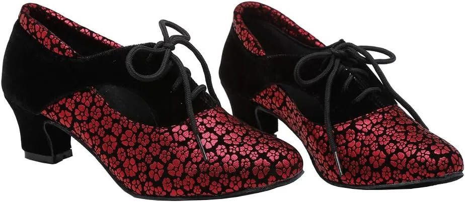 SWDZM Women Latin Dance Shoes Closed Toe Lace-up Ballroom Salsa Tango Teacher Practice Performance Dance Shoes,Model-KU-JT