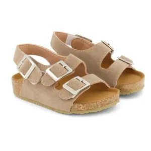 Vacay Collection Buckle Vegan Sandals · Velcro Strap · Beige Color