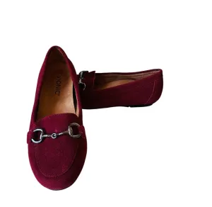 Vionic Bibiana Burgundy Suede Leather Loafers With Horsebit Buckle Size 6