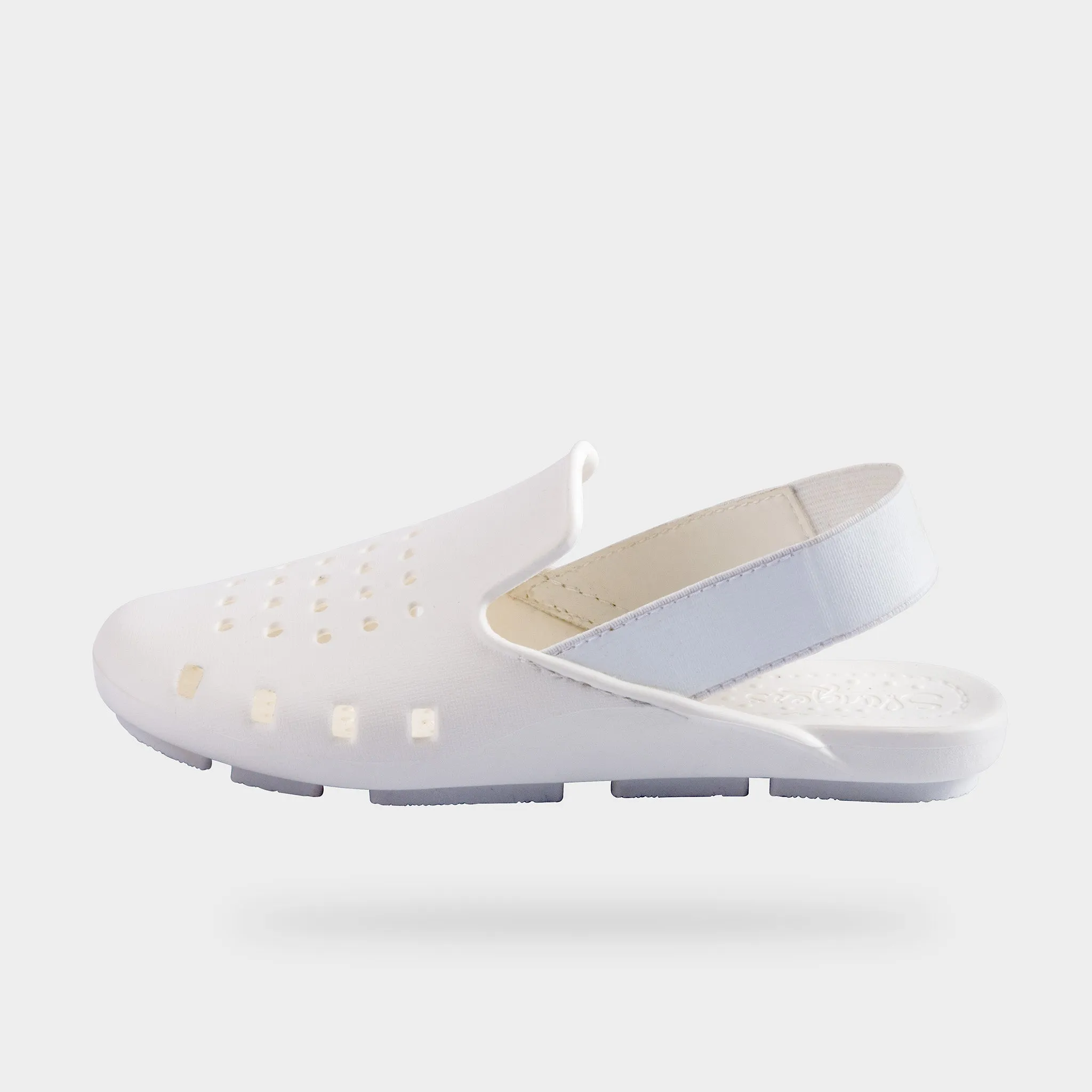 WHITE CLASSIC MULE SLINGERS <br><span style="font-size: 8px; font-weight: normal;"> White Slides Sandals Closed Toe Kids, Toddlers,  Girls Water Shoes Summer 2024