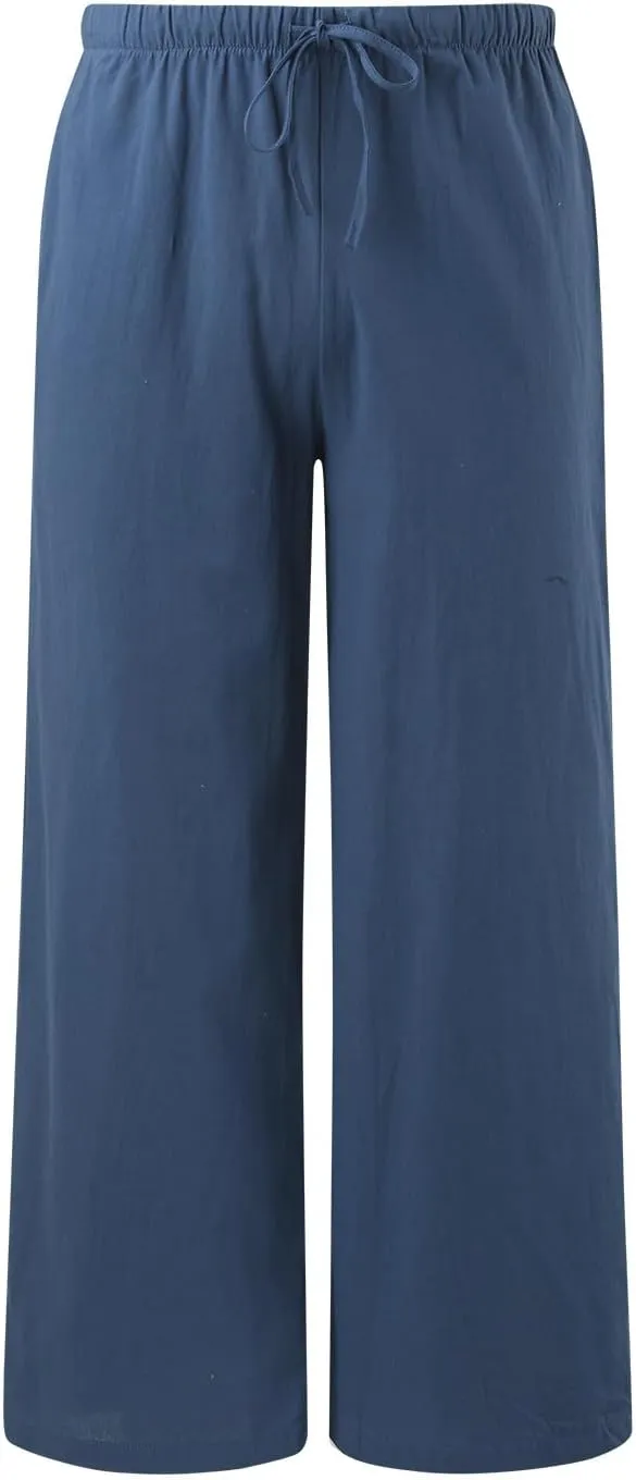 Wide Leg Cotton Linen Pants for Women Comfortable Fashion Flowy High Waisted Beach Palazzo Trousers with Pockets 2025 Summer