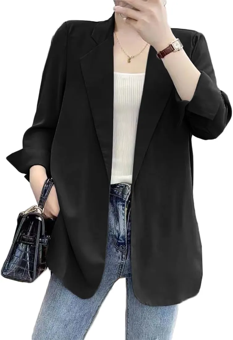Womens Blazer Business Casual Outfits Lightweight Chiffon Blazer Suit Jackets Office Wear