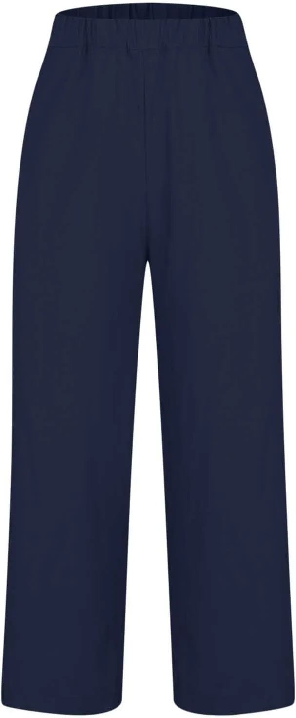Women's Wide Leg Pants Linen Casual Summer Trendy Workout Relaxed Fit Loose Lounge Yoga Trousers with Pockets Beach