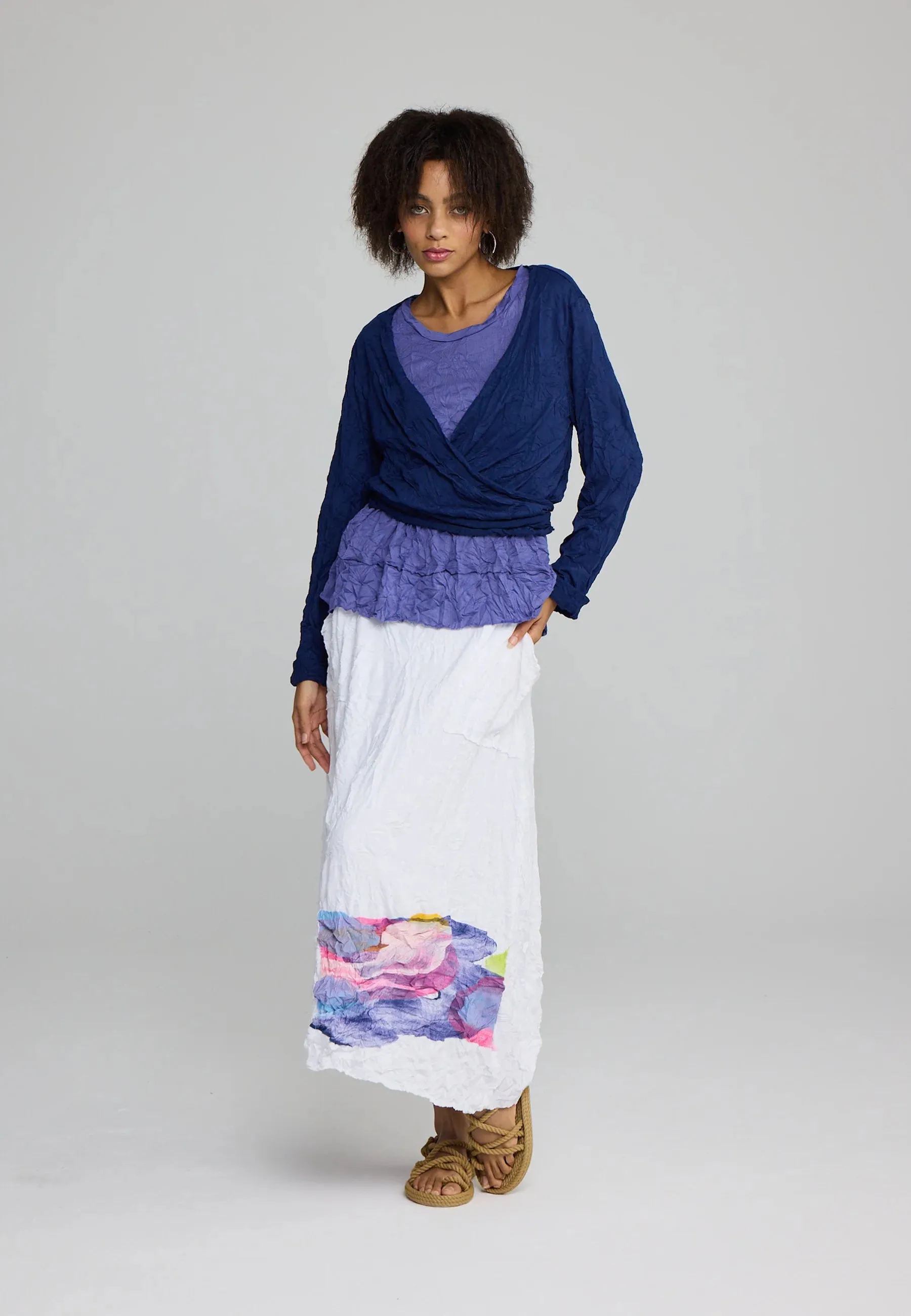 ZILIA – Printed Crinkled Skirt with Abstract Flair