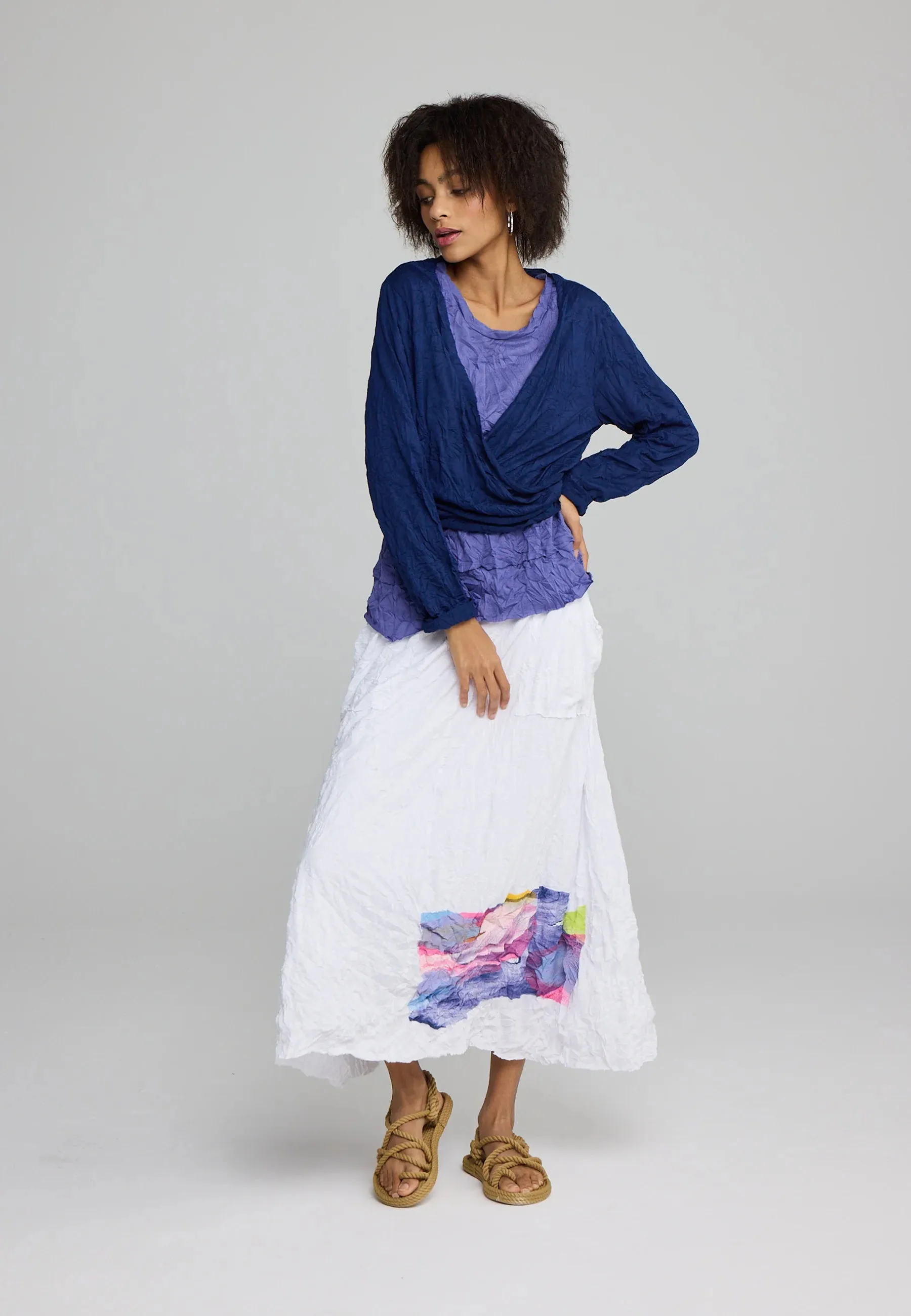 ZILIA – Printed Crinkled Skirt with Abstract Flair