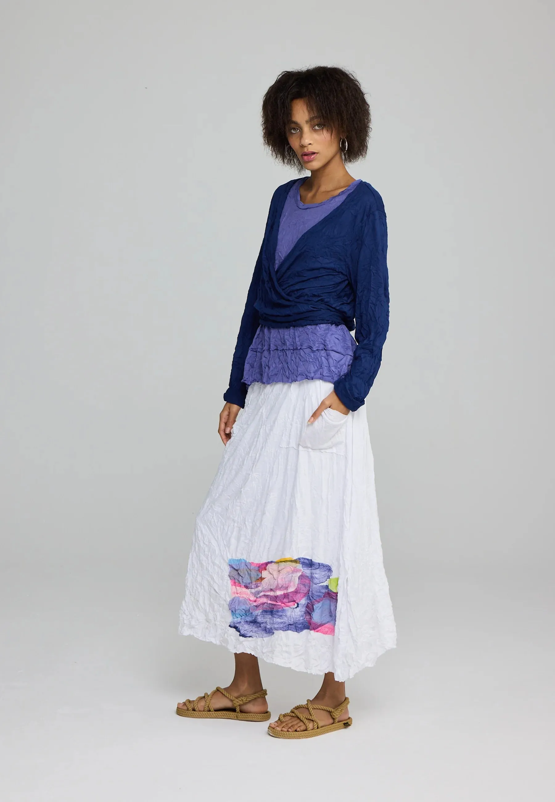 ZILIA – Printed Crinkled Skirt with Abstract Flair